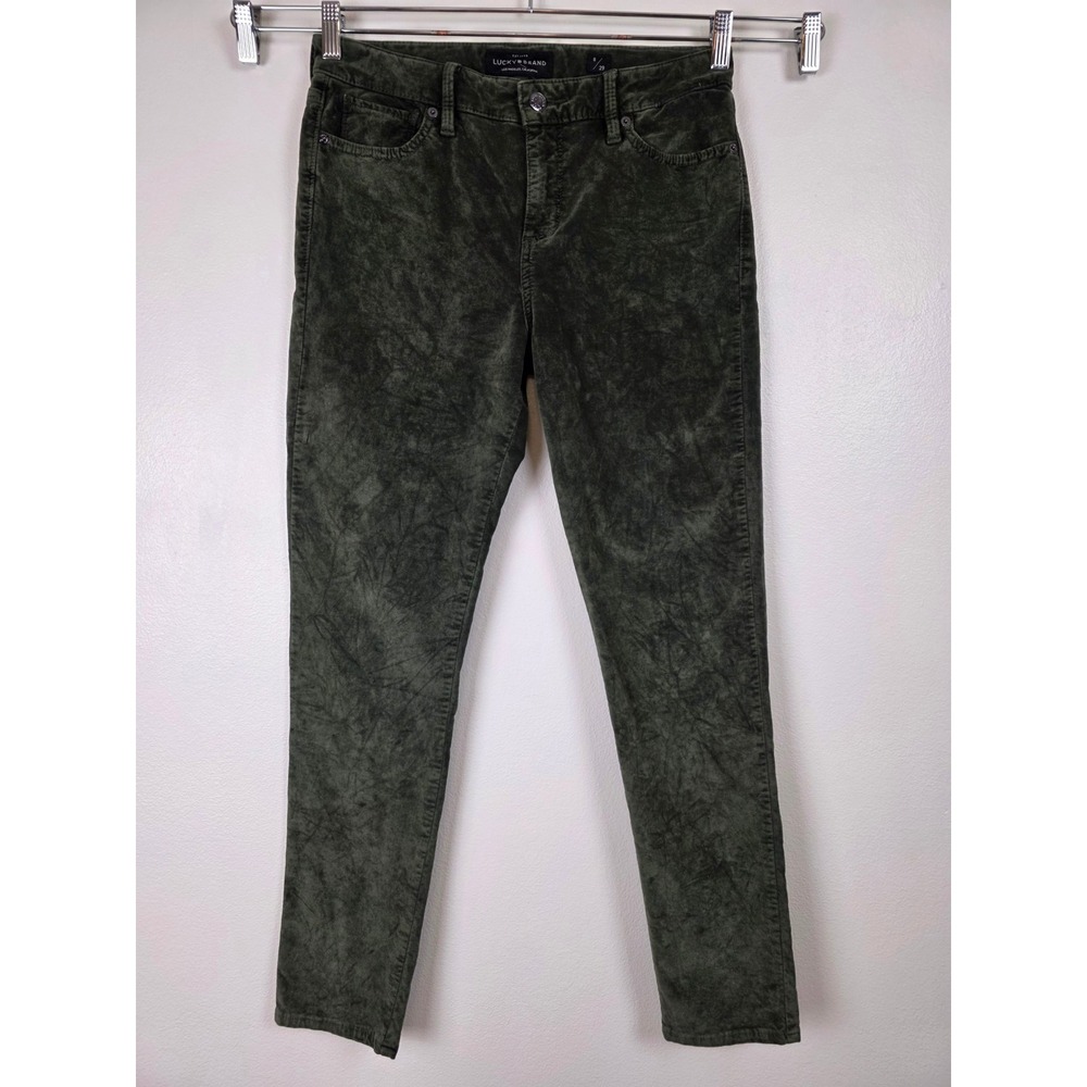 Lucky Brand Brooke Legging Jeans Womens 8 Olive Green‎ Corduroy Stretch Comfort